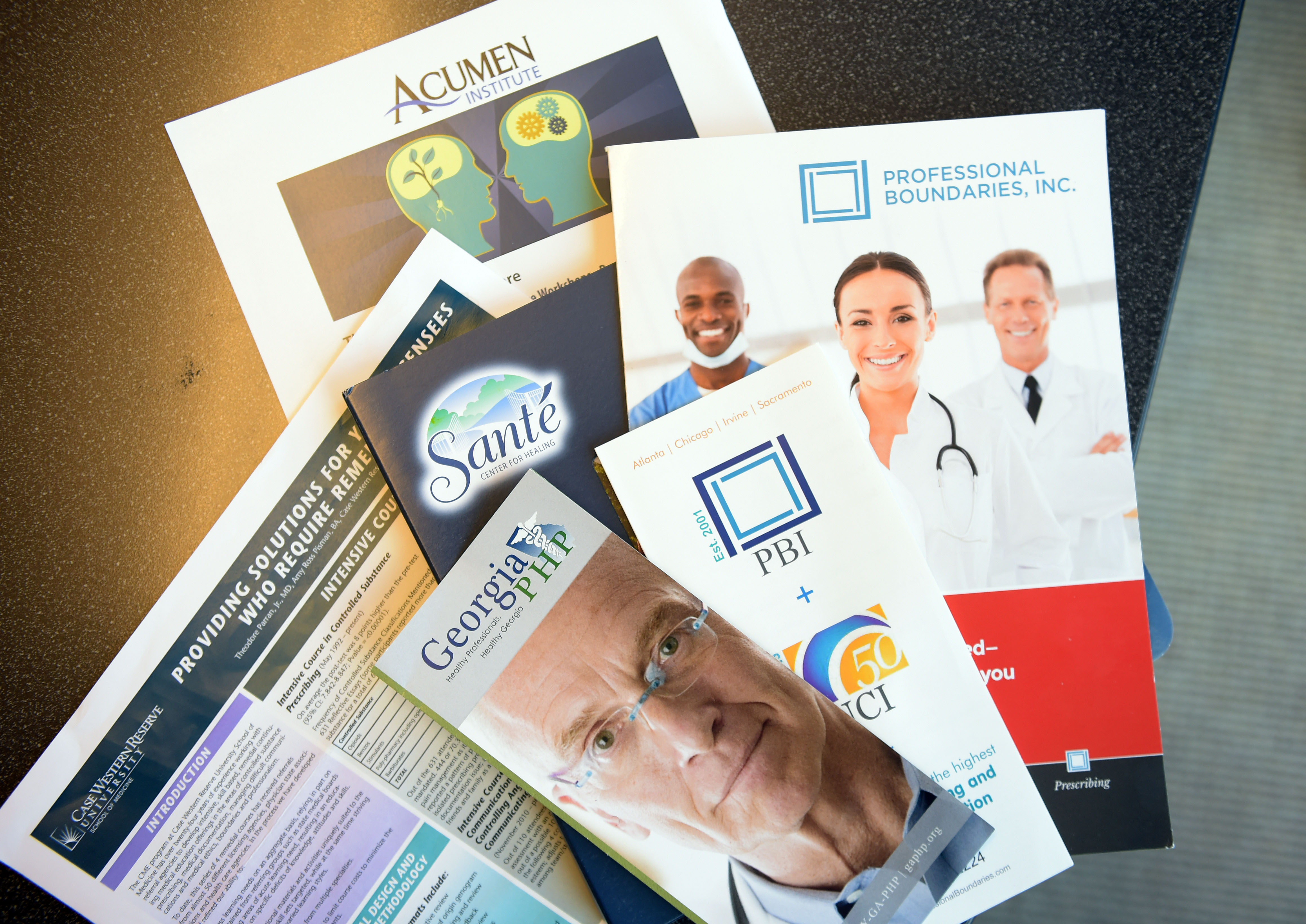 August 12, 2016 DUNWOODY photos of marketing brochures for treatment centers KENT D. JOHNSON/kdjohnson@ajc.com