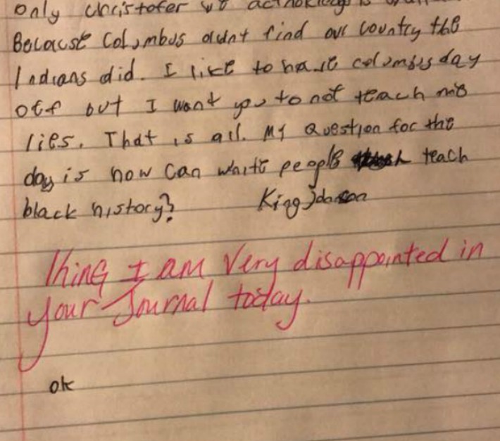 Kid accuses teacher of lying about Christopher Columbus
