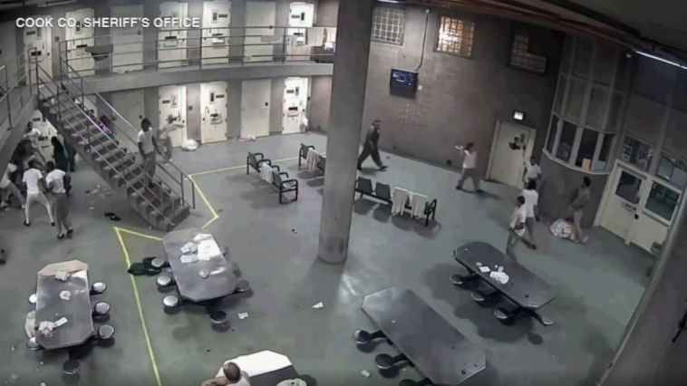 A large fight breaks out at Cook County Jail in Chicago