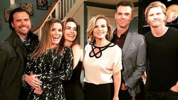 Melissa Claire Egan with other "Y&R" co-stars