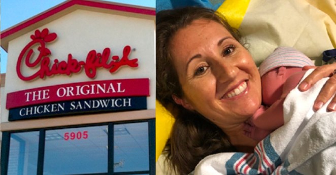“San Antonio Couple Unexpectedly Deliver Baby in Chick-Fil-A Bathroom” is locked San Antonio Couple Unexpectedly Deliver Baby in Chick-Fil-A Bathroom