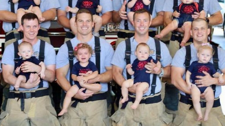 Texas Firefighter Dads Show off 15 Newborns in Sweet Baby Boom Photo