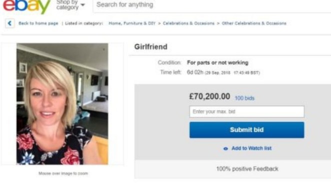 Man Pranks Girlfriend By 'Selling Her' On Ebay Leading To A $119K bid