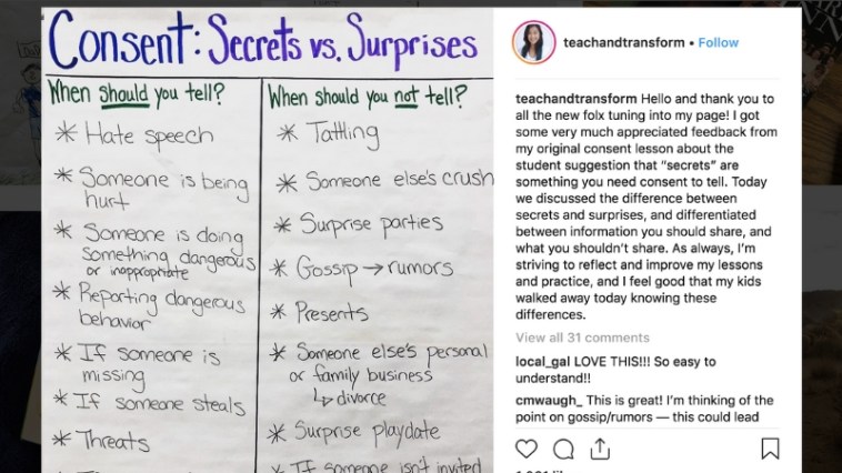 Third Grade Creates Chart To Teach Students About 'Consent'