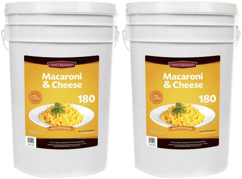 Chef's Banquet 180 Servings of Macaroni & Cheese Storage Bucket with Gamma Lid (2 Pail)