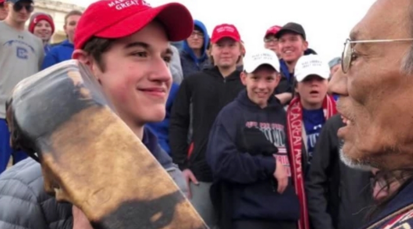 Students in 'MAGA' Hats Mock Native American After Rally