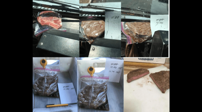 Postman Cooks Steak in Truck