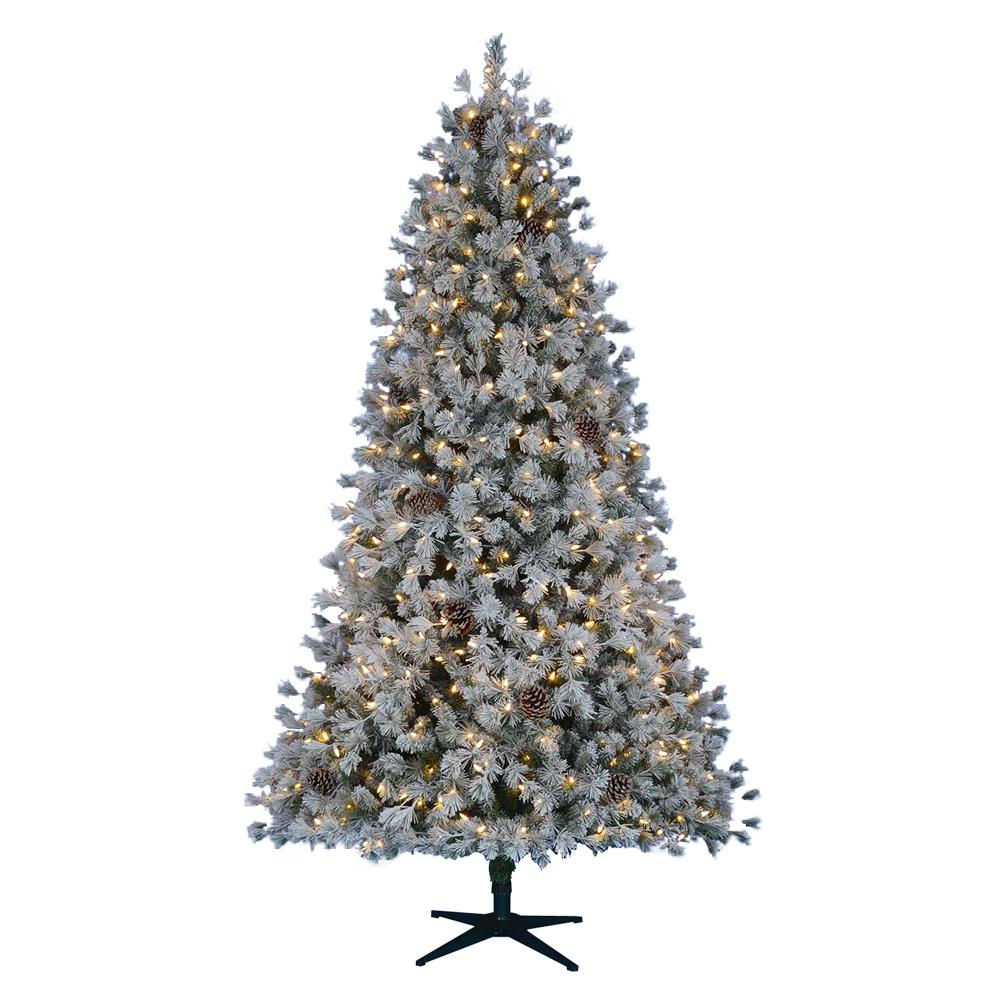 7.5 ft. Pre-Lit LED Flocked Pine Artificial Christmas Tree with 500 Warm White Lights