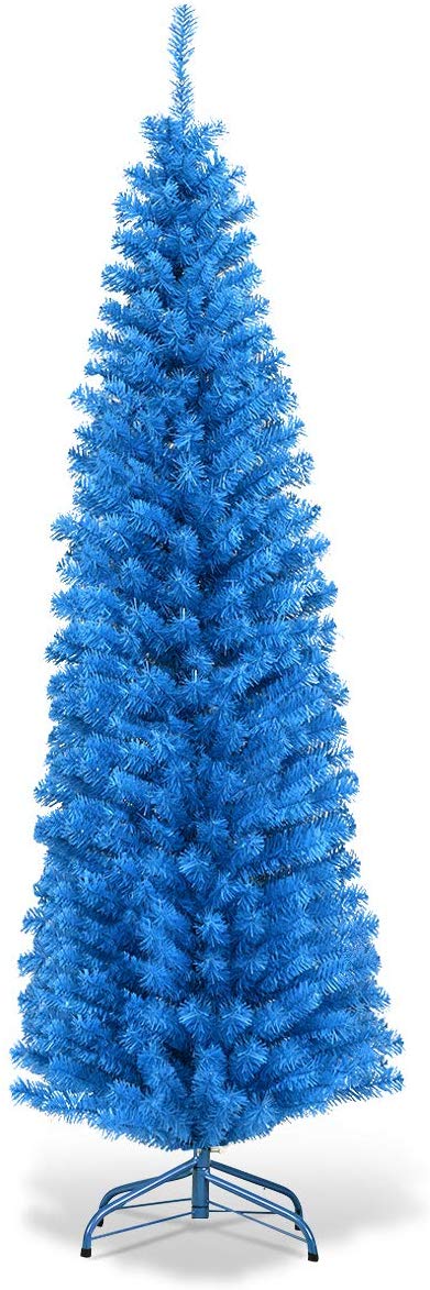 Goplus 6ft Blue Pencil Christmas Tree