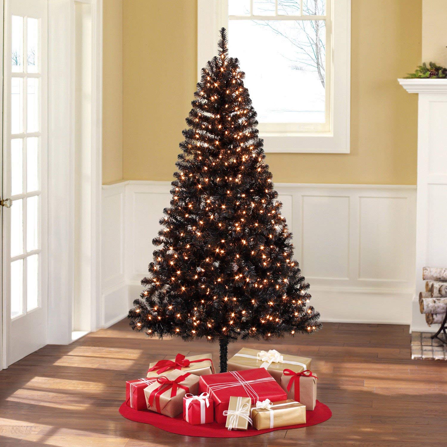 Holiday Time Pre-Lit 6.5' Madison Pine Black Artificial Christmas Tree