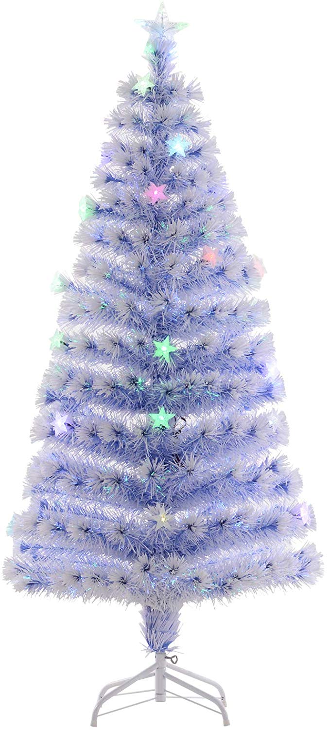 HomCom 5' Artificial Holiday Fiber Optic Light Up Christmas Tree