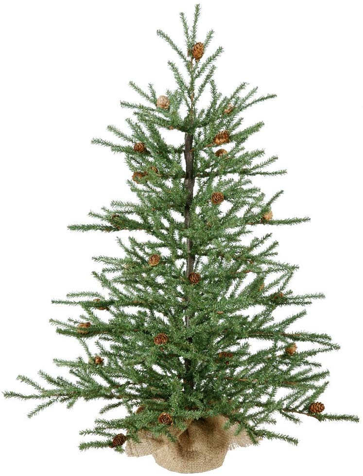 Vickerman 36 Carmel Pine Artificial Christmas Tree with Cones and Burlap Base