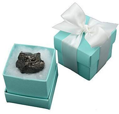 35 MAIN GIFTS Lump of Coal in 2" Glacial Blue Box with Embossed Gift Card