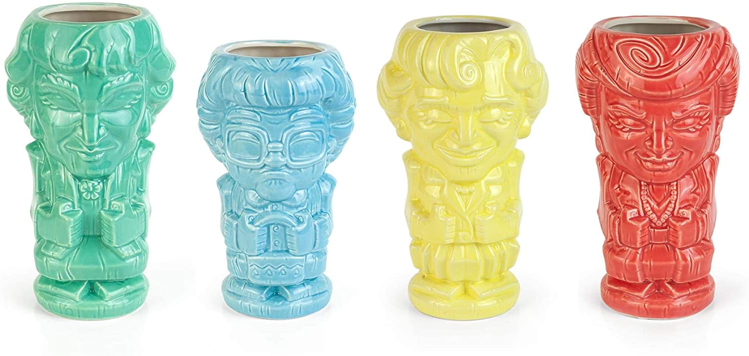 Geeki Tikis The Golden Girls Cast Mugs | Includes Dorothy, Rose, Blanche, & Sophia | Official Golden Girls Collectible Ceramic Tiki Style Cups