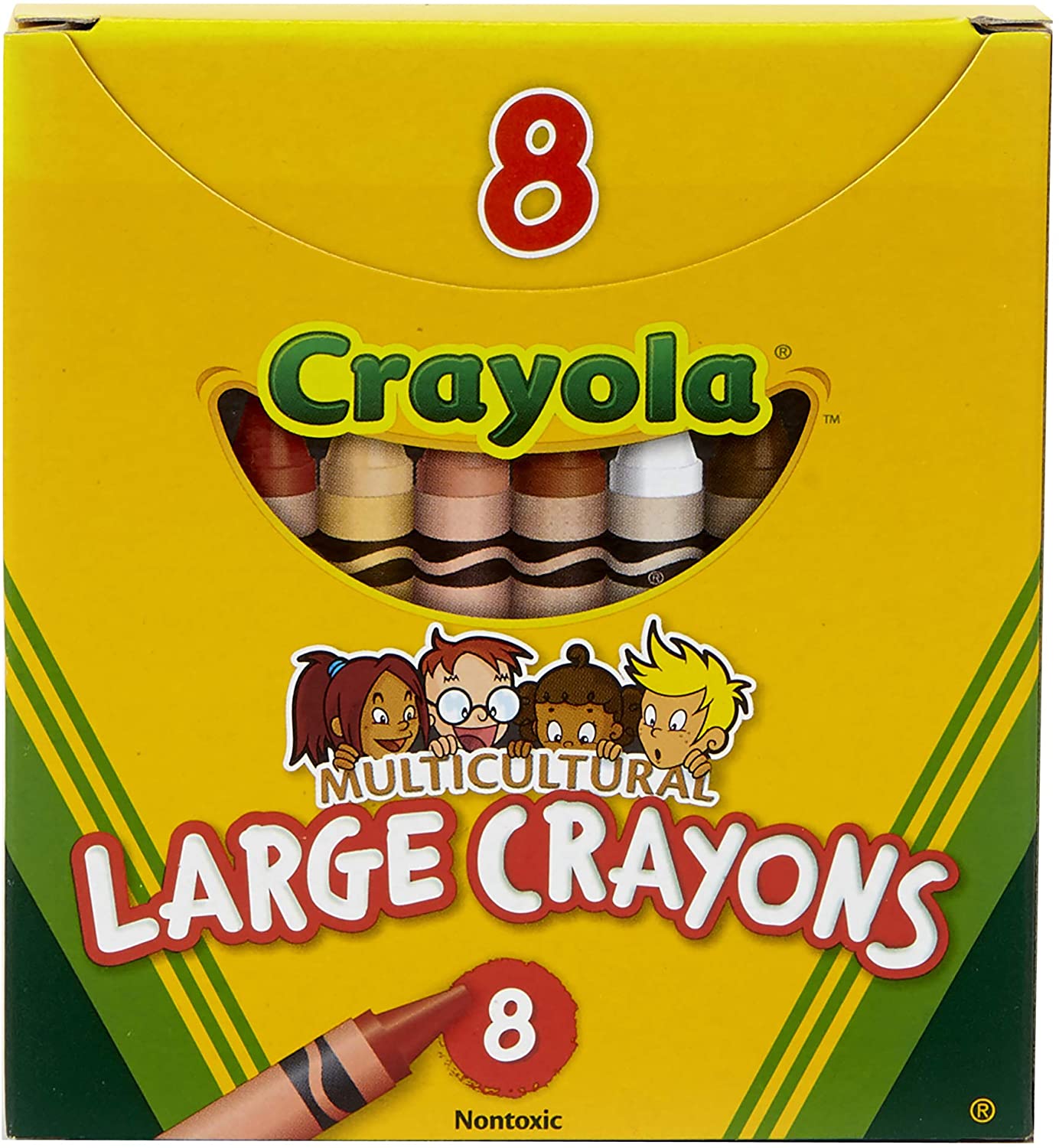 Crayola Multi-Cultural Crayons, Large, 7/16 x 4 Inches, Assorted Skin Tone Colors, Pack of 8