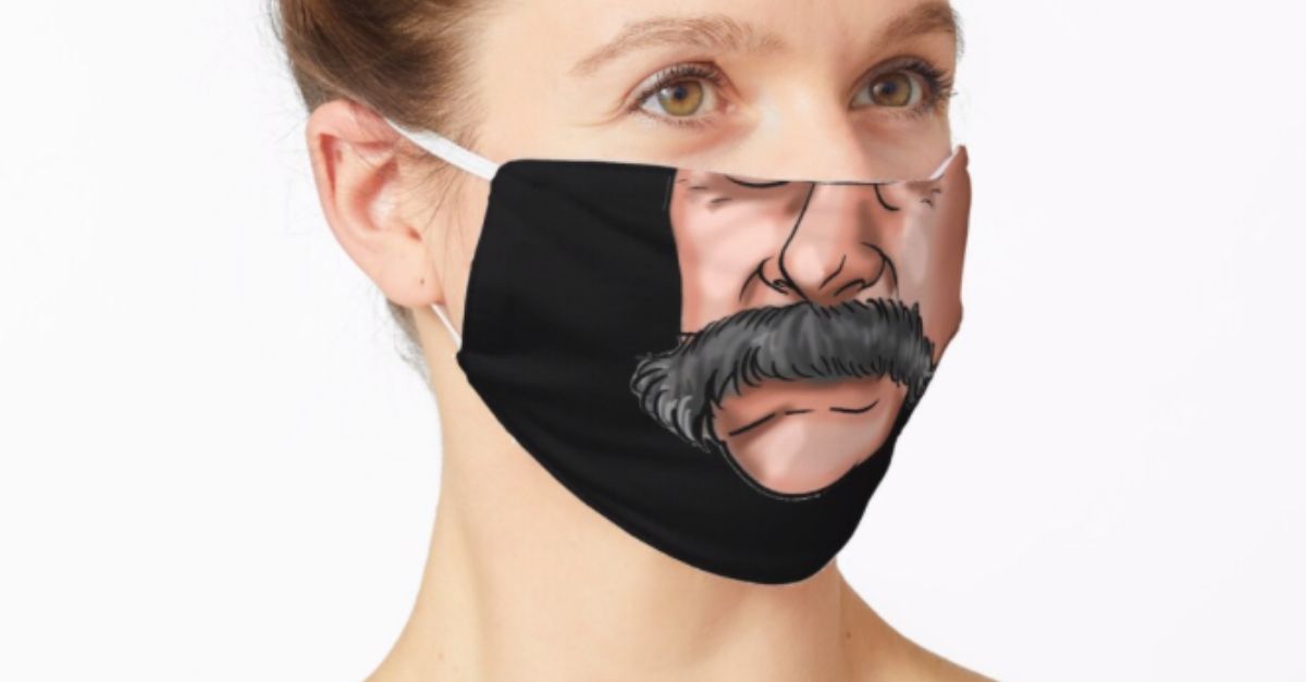 Flat Card Face Moustache Sam Elliott Celebrity Mask Fancy Dress Mask