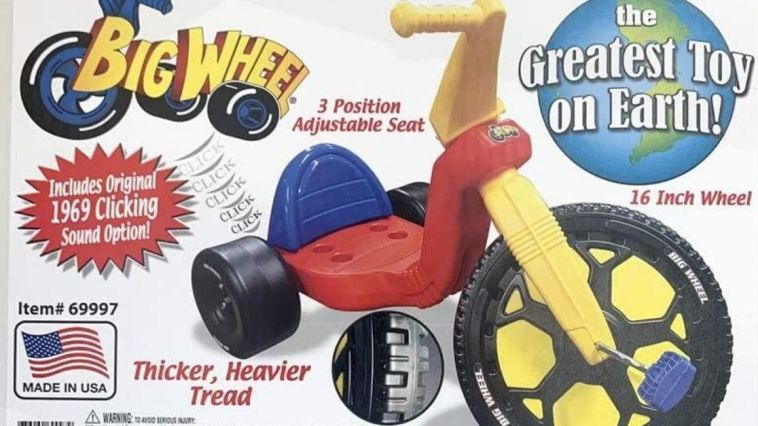 The Original Big Wheel 16 Tricycle Big Wheel for Kids 3-8 Boys Girls Trike - Original 1969 Clicker Sound - Made in USA