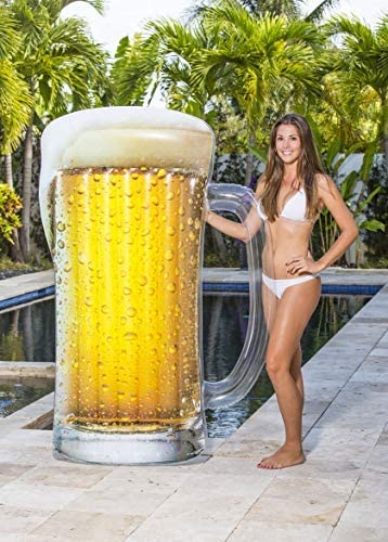 Poolcandy Giant Beach & Pool Inflatable Beer Mug Raft for The Perfect Pool or Beach Party. This Float Measures 72.5" x 52" x 5" Perfect for Any Occasion on The Water.