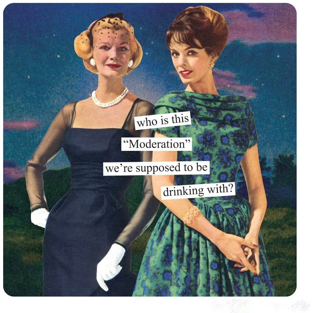 Anne Taintor Square Refrigerator Magnet - Who Is This"Moderation" We're Supposed To Be Drinking With?