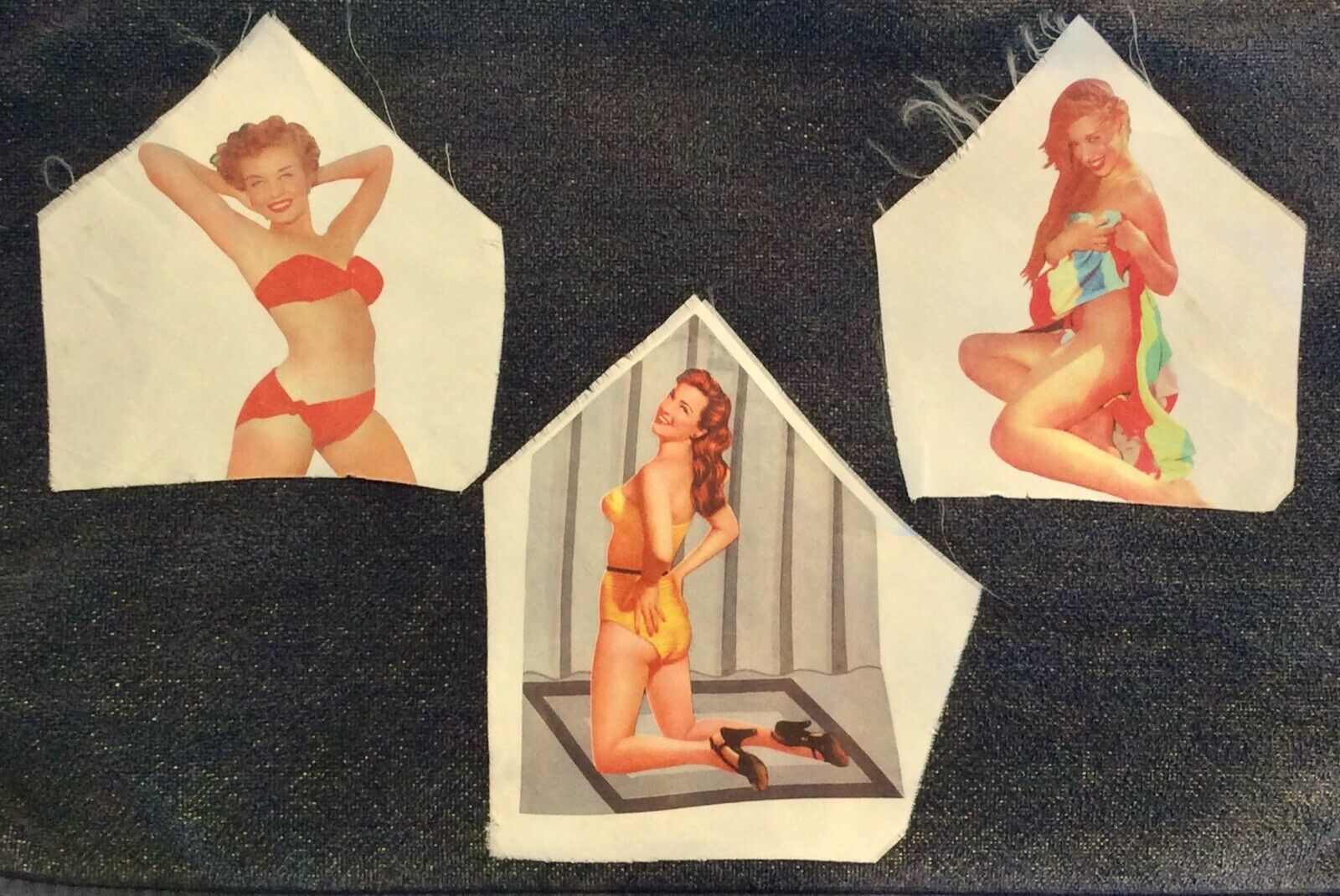Set Of 3 Vintage Pin Up Girl Peek A Boo Necktie Inserts Risque’ Models