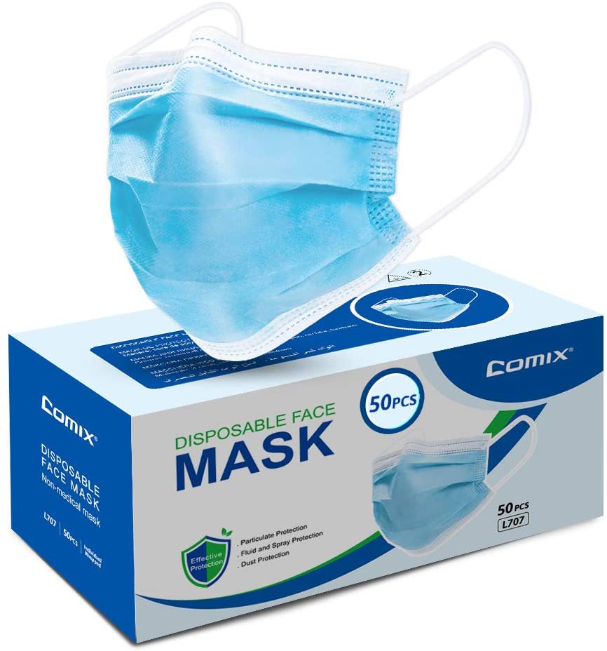 Comix Disposable Face-mask With 3-ply (non Sterile) Procedural-masks, L707 50pcs, 1count, Blue