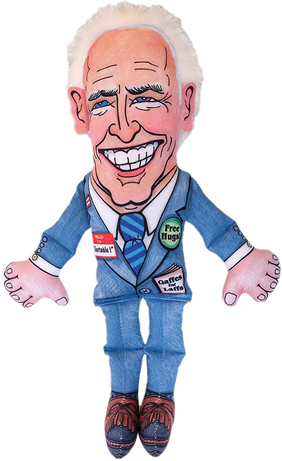 FUZZU Joe Biden Political Parody Dog Chew Toy with Squeaker - Durable Quality with Plush Accents, Fun & Entertaining Novelty Gift, Hand Illustrated Design