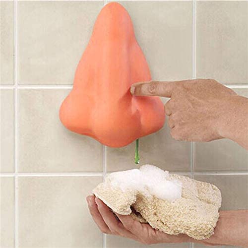 UNKN Funny Nose Soap Dispenser,Wall Mounted Shampoo Soap Dispenser for Shower Gel and Shampoo,Reuse Bottled (Orange)