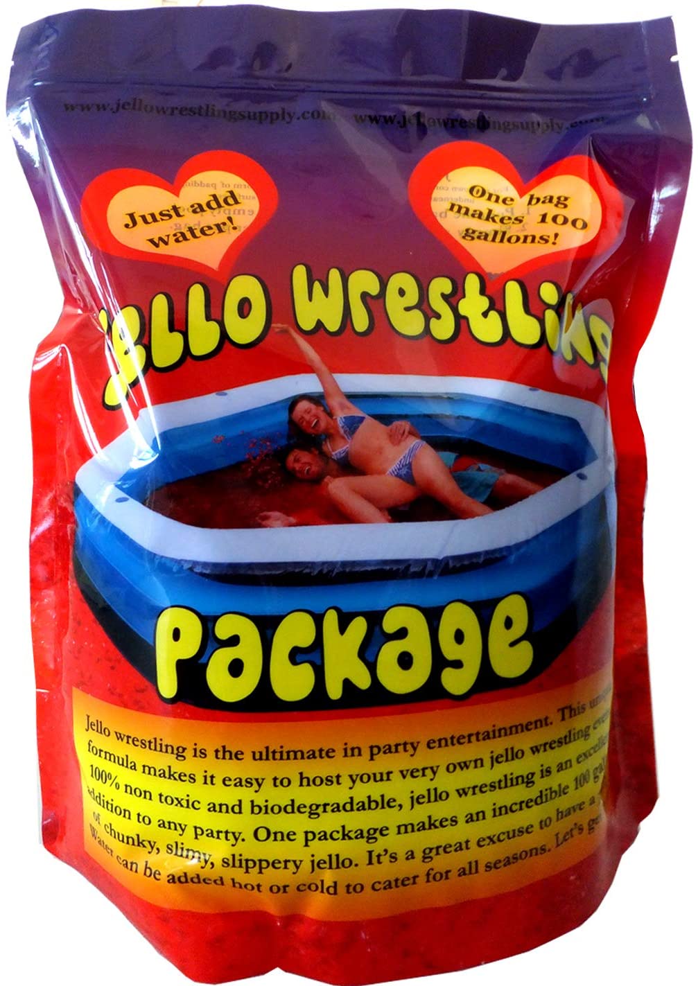 Bulk RED JELLO WRESTLING SUPPLY Jelly Package. Crystal mix makes 100Gal (380L) Just add water!