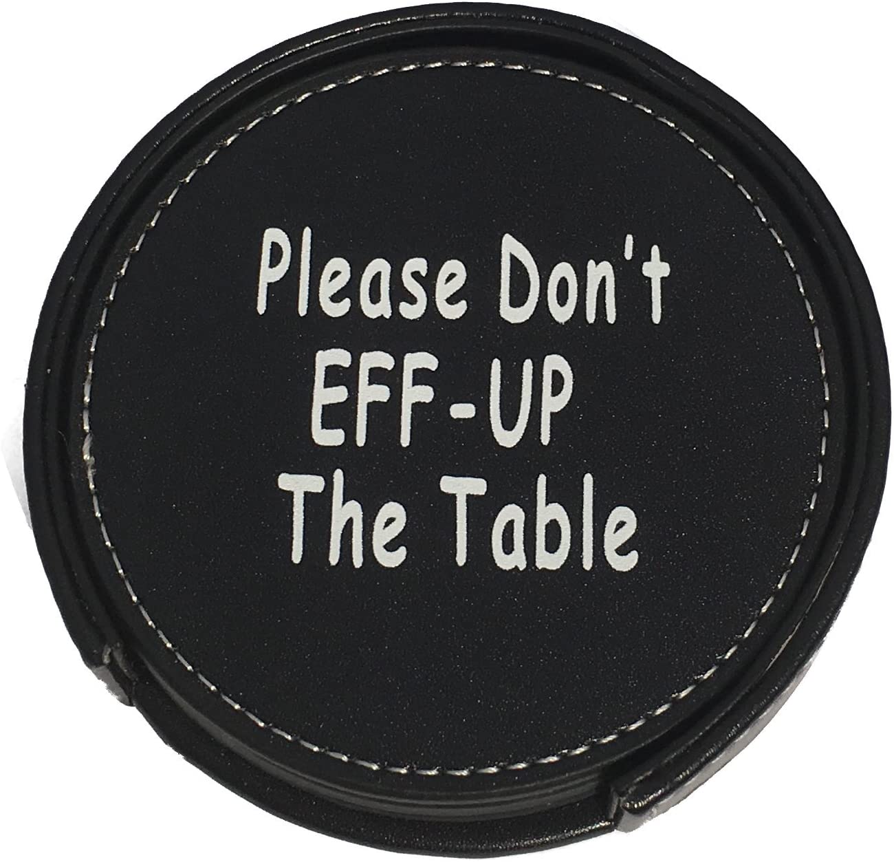 Drink Coasters Set Housewarming Gifts - Funny Gag Gift For Table, Bar And Furniture Protection - Leather Coaster For Beer, Wine, And Glass Bottles