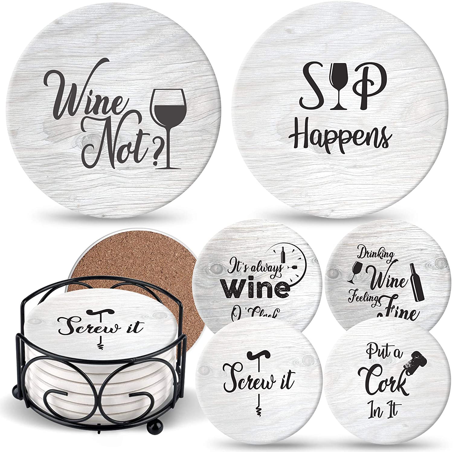 Ultimate Hostess Coasters for Drinks Absorbents with Holder -