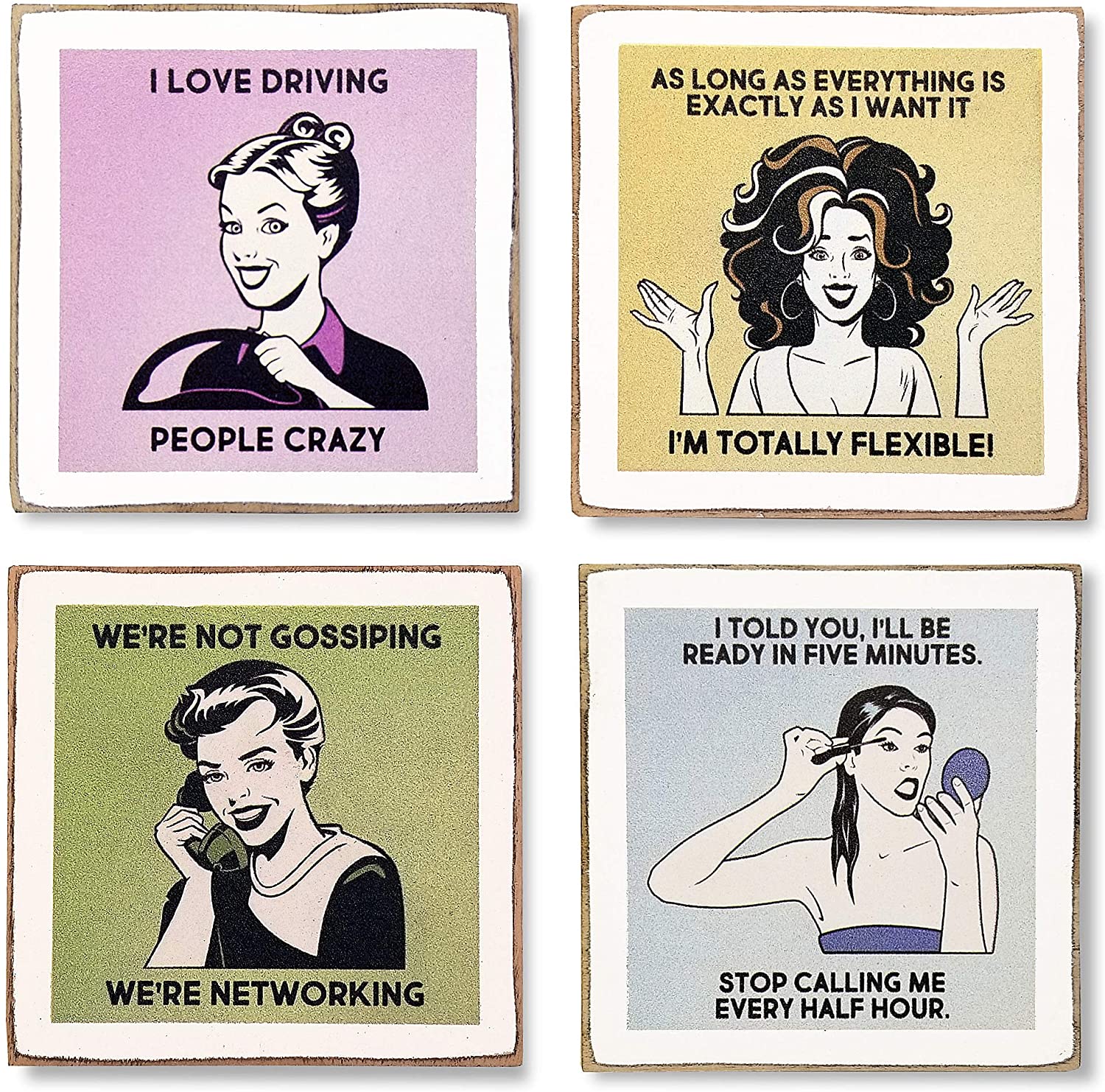 Zumatico Diva Funny Coasters for Drinks - Wine Gifts for Women - Funny Gifts for Women - Table Coasters with Holder - Housewarming Gift for New Home