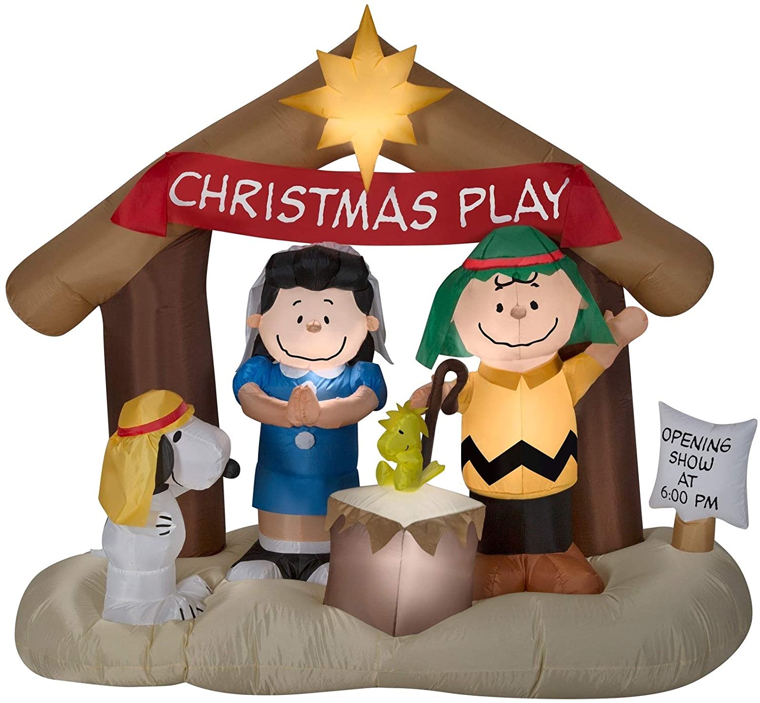 Holiday 6 ft Peanuts Nativity Airblown Inflatable Christmas Play Charlie Brown Lucy Snoopy Woodstock
