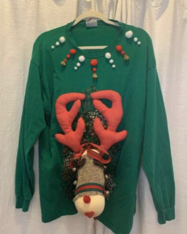 Vtg Christmas Winter Ugly Sweater Party Hideous Contest Winner Size L Large