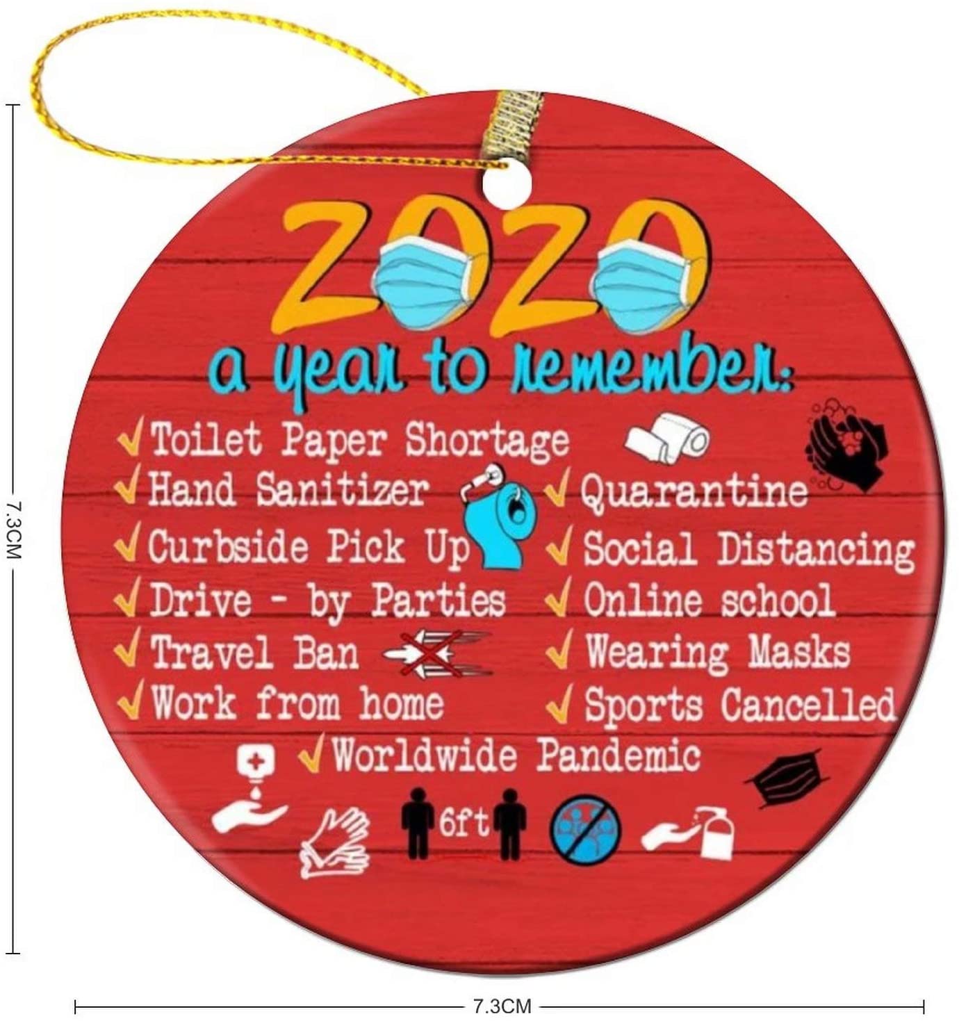 Tbrand Remembering 2020 Ornament Year of Quarantine Ornament 2020 Christmas Ornament 2020 Commemorative Funny Ornament 2020 Events ¨C A Year to Remember