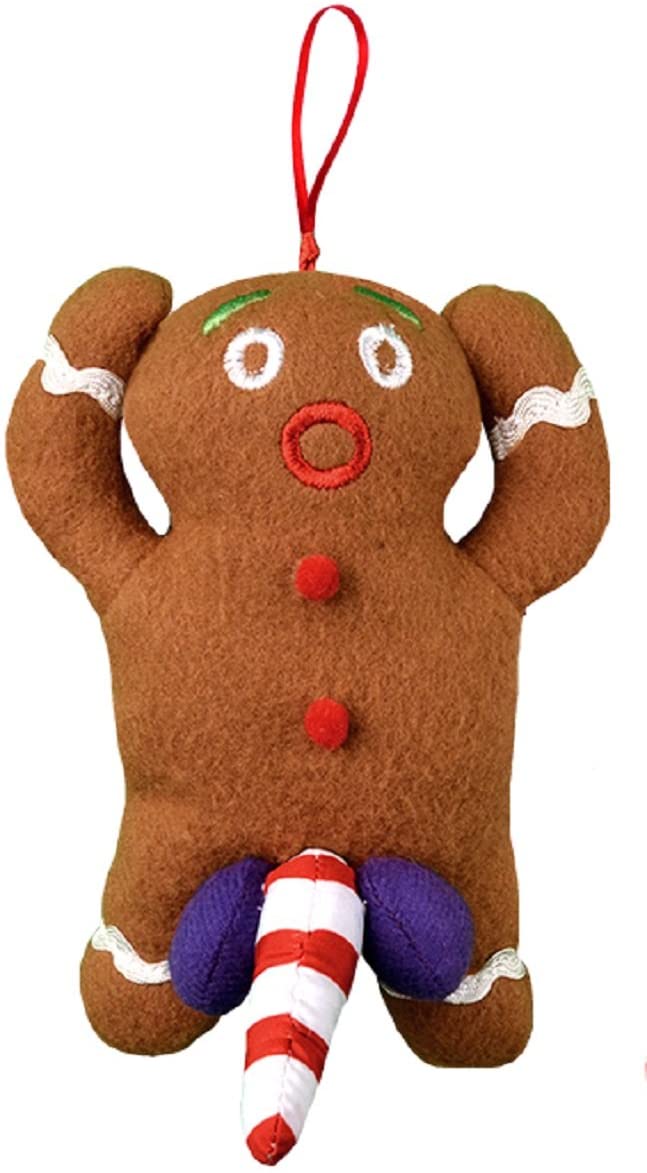 Tekky Naughty Dirty Talking Gingerbread Man Christmas Tree Ornament and Gag Gift, Tan