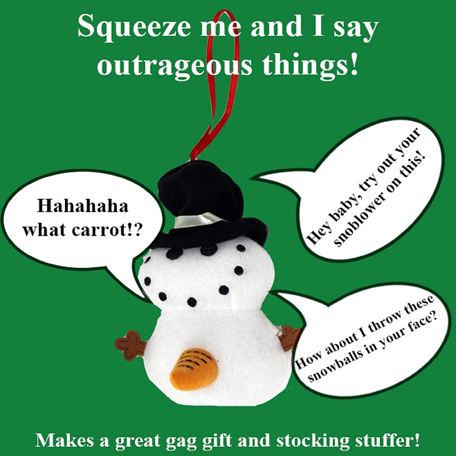 Tekky Toys-Naughty Dirty Talking Snowman Funny Tree Ornament With 3 Hilarious quotes for the Holidays