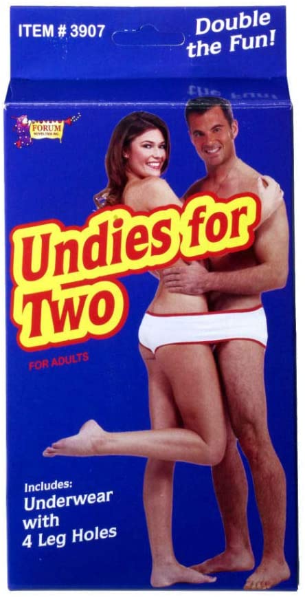 Forum Novelties 3907 Undies for Two, Fun Fundie Underwear Panties for Halloween Parties & Holidays, One Size, White