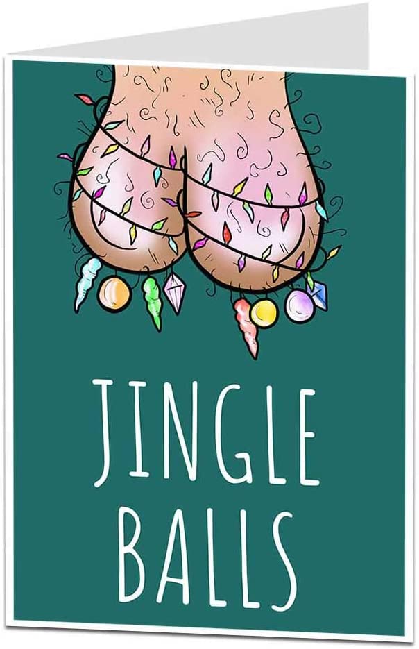 Funny Rude Christmas Card For Him Men Jingle Balls Perfect For Husband & Boyfriend Blank Inside To Add Your Own Xmas Message