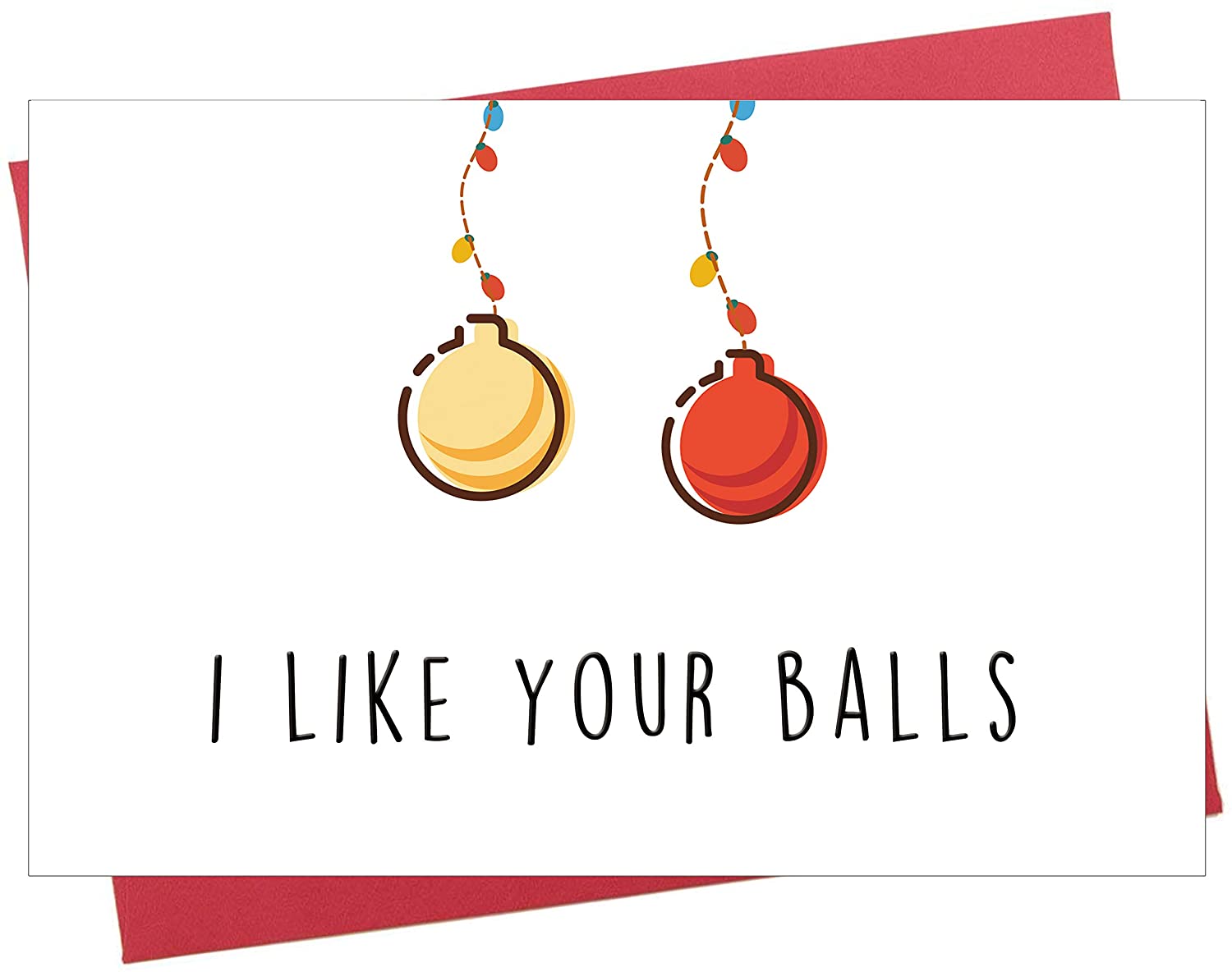 Naughty Christmas Card for Husband, Funny Merry Xmas Card for Boyfriend, Hubby, I Like Your Balls