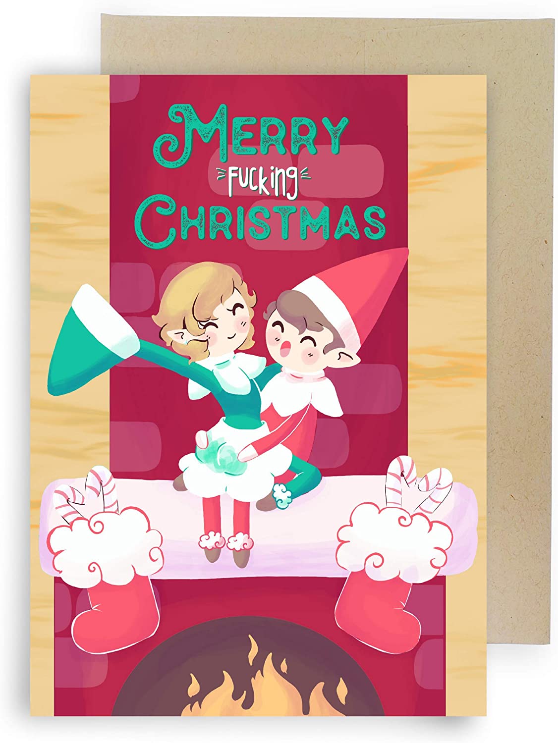 Sleazy Greetings Elves Doing The Naughty Funny Christmas Card For Men Husband | Adult Dirty Christmas Card For Him Boyfriend With Matching Envelope