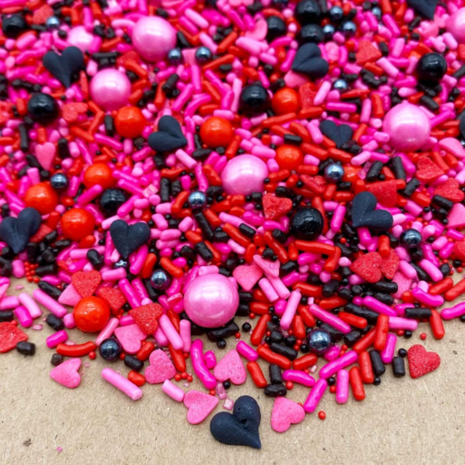 Bite Me Sprinkle Mix by Simply Sucré | Anti Valentines | Galentine | Anti Valentines Sprinkles | Edible Sprinkles | 4 oz. 8oz. 16 oz. 24 oz. | Bulk Sprinkles | Black Heart Sprinkles (4 oz jar)