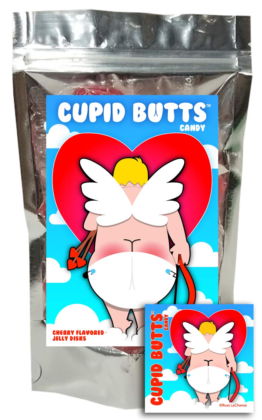 Cupid Butts Candy - Cherry Fruit Jellies - Funny Unique Valentines day Gift for Teens, Girls, Boys and Kids