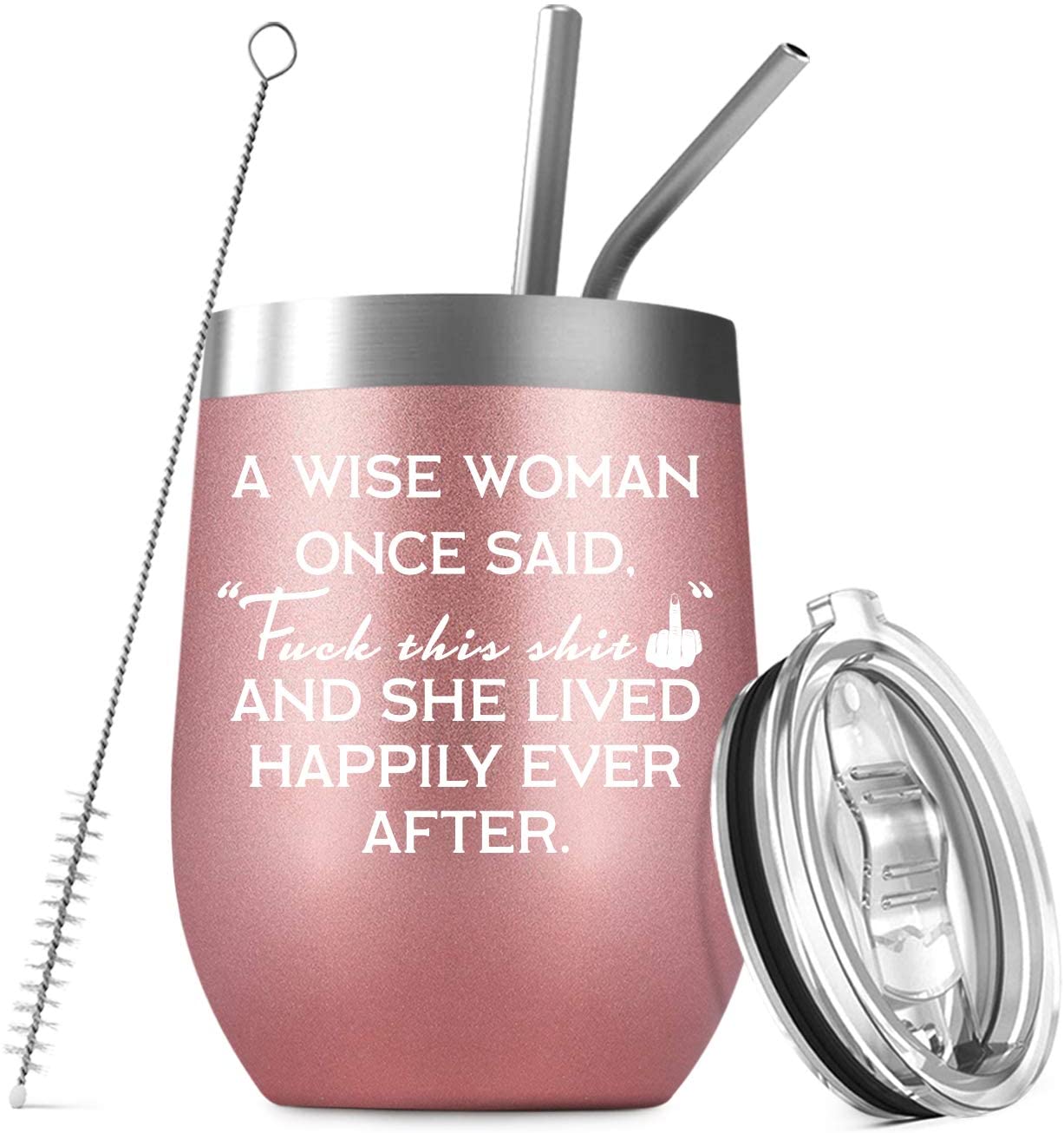 Deitybless A Wise Woman Once Said, Funny Birthday Christmas Gifts for Women, Best Friend, Sister, Coworker, Wife, Mom, Daughter, Aunt, Her 12 oz Stemless Wine Tumbler with Funny Saying