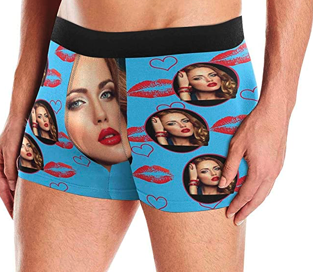 Custom Funny Face Love Photo Best Gifts for Men Boxer Shorts Novelty Briefs Underpants Printed with Photo