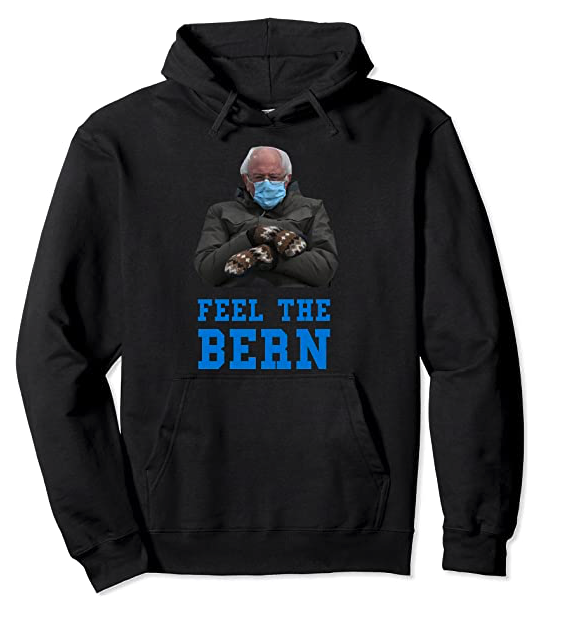 Feel It Bern Bernie Sanders Sitting Mittens Funny Meme Pullover Hoodie