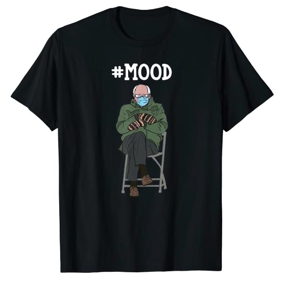 Funny Meme Mittens Bernie Sanders Mittens #Mood Black Shirt T-Shirt