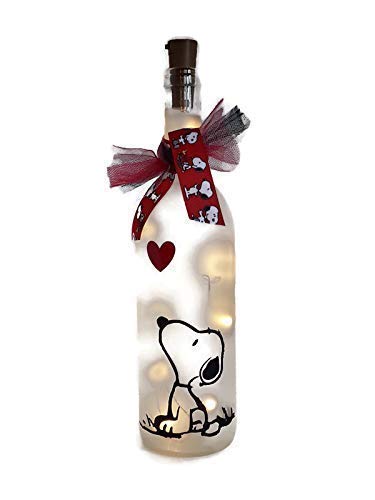 Snoopy Wine Bottle with Lights Gift Valentine's Day Birthday