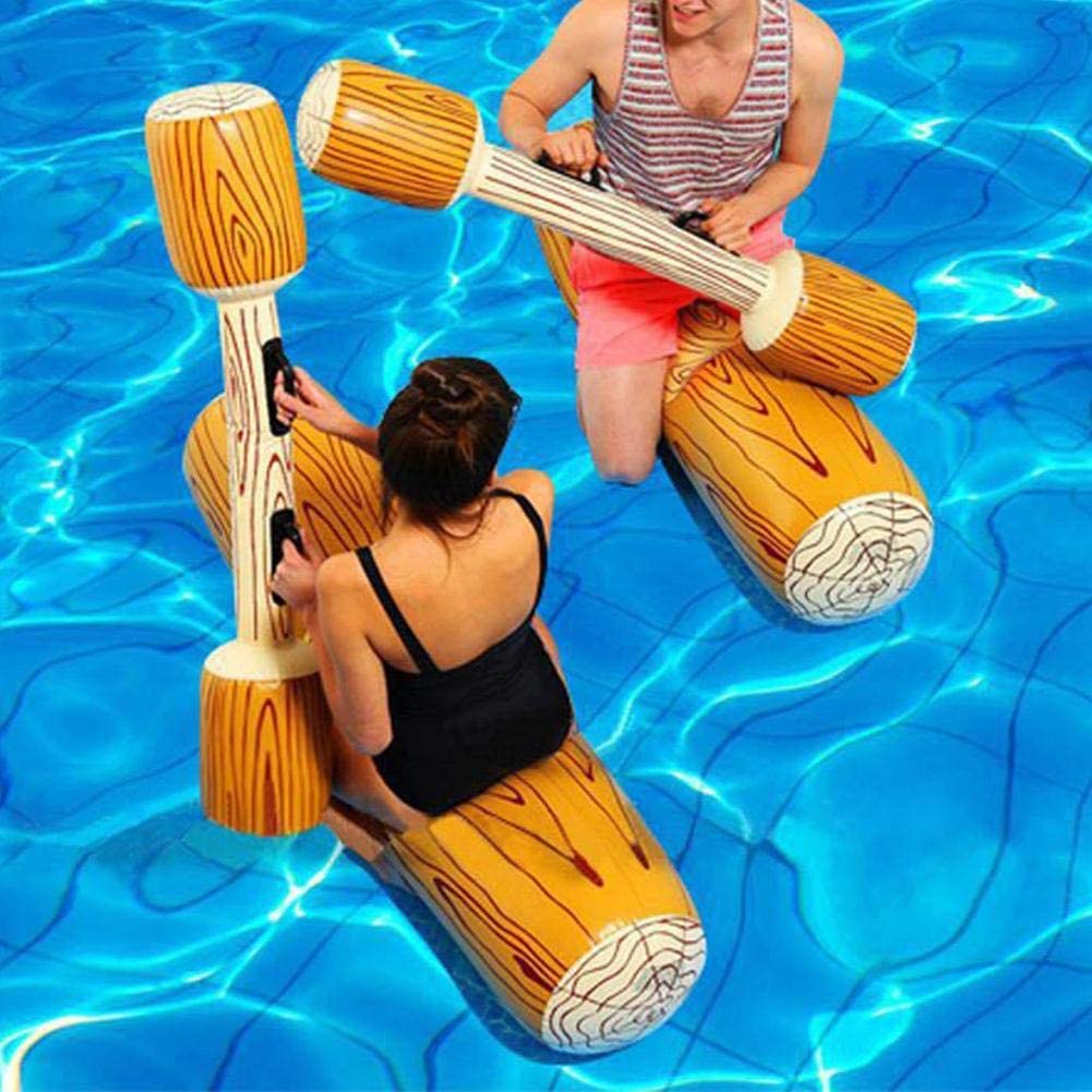 2 Pcs Set Inflatable Floating Row Battle Logs Water Toys,Interesting Floating Bed Pool Lounger Giant Floats Ride Boat Raft,Adult Children Pool Party Water Sports Games Log Rafts to Float Toys