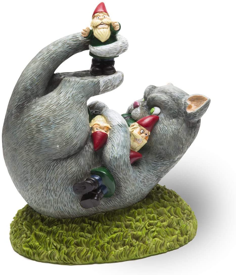 BigMouth Inc. The Cat Garden Gnome Massacre - Funny Weatherproof Garden Decoration, Makes a Great Gag Gift – 9” Tall