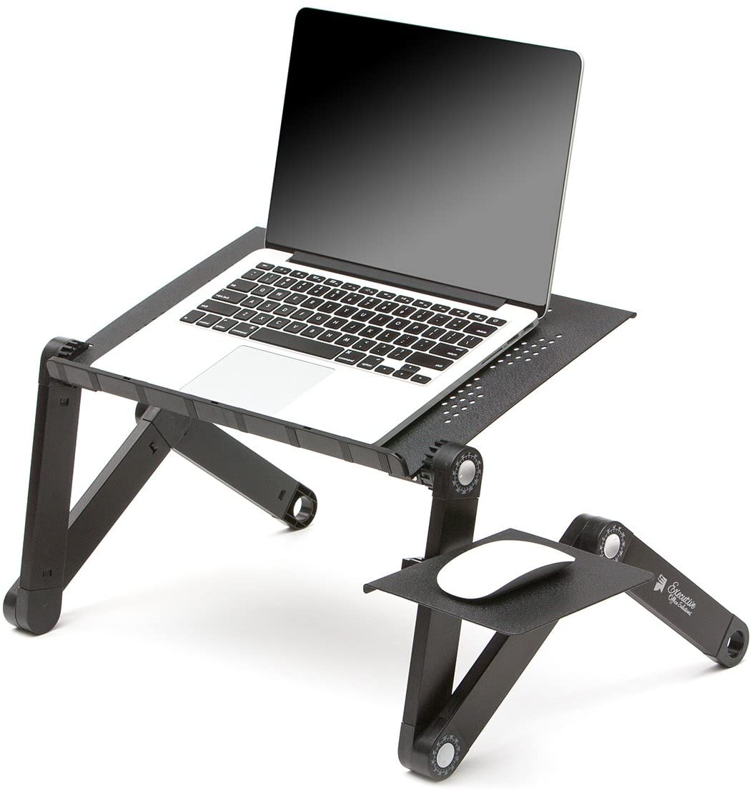 Executive Office Solutions Portable Adjustable Vented Laptop Desk/Stand/Table Notebook MacBook Ergonomic TV Bed Lap Stand Up Sitting with Pad Side Mount - Black (X3)